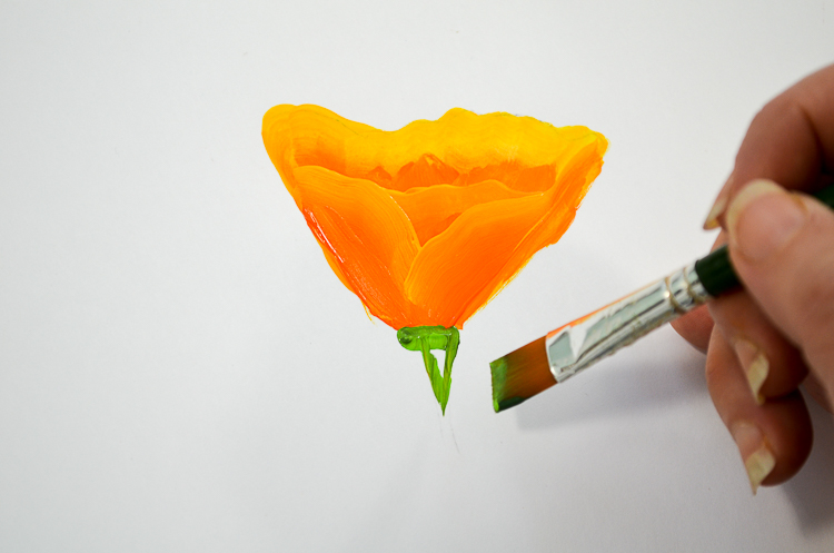 How to Paint California Poppies one stroke at a time