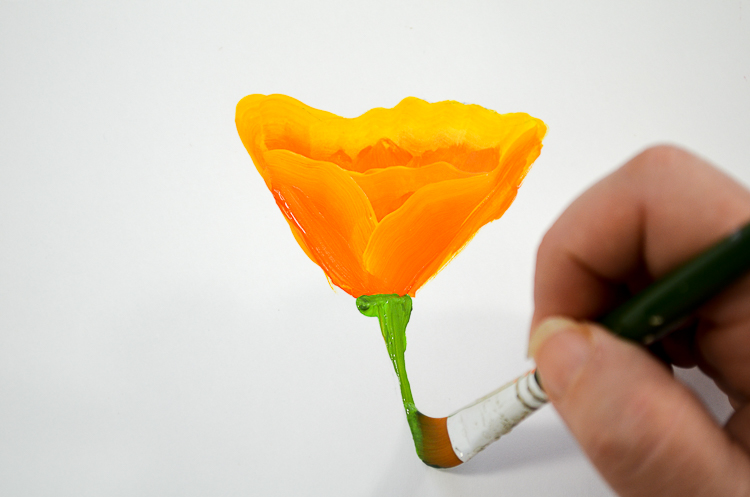 How to Paint California Poppies one stroke at a time