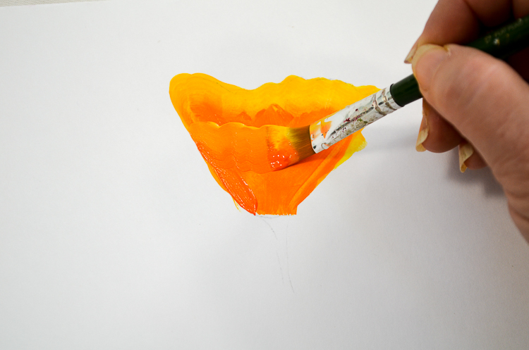 How to Paint California Poppies one stroke at a time