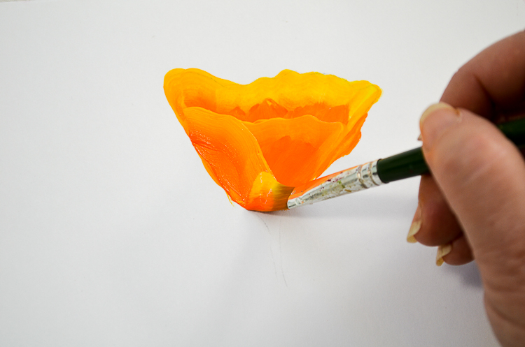 How to Paint California Poppies one stroke at a time