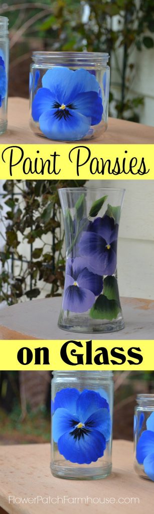 How to Paint Pansies on Glass, glass painted with different colors of Pansy