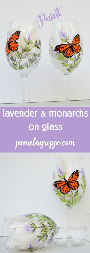 Learn to paint monarchs and lavender on glass. An easy to learn technique that even beginners can do successfully!