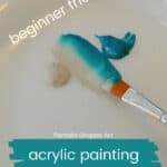 paint brush stroke on white plate with text overlay, paint brush strokes for acrylic painting, pamela groppe art
