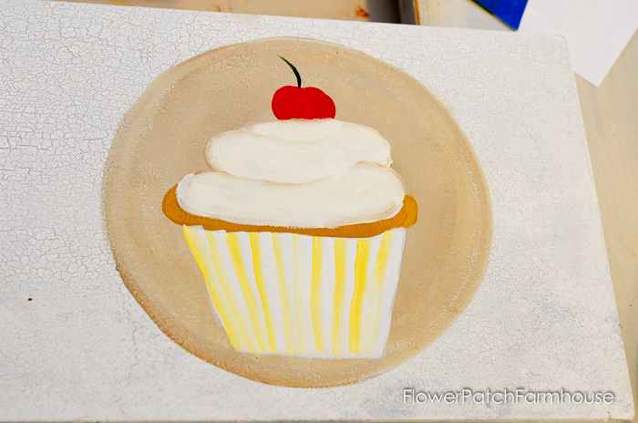 Paint a Cupcake Sign, vintage inspired sign painted in acrylics, a great beginners tutorial