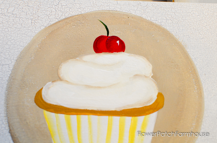 Paint a Cupcake Sign, vintage inspired sign painted in acrylics, a great beginners tutorial