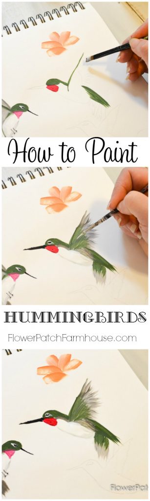 How to Paint a Hummingbird, one stroke at a time in acrylics. Easy step by step tutorial with video.