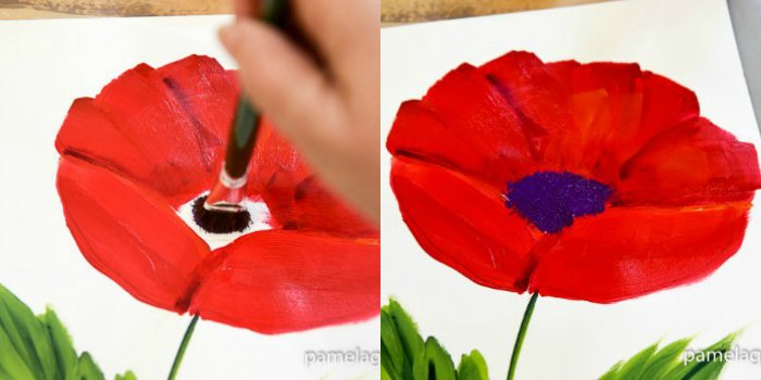 paint poppy centers