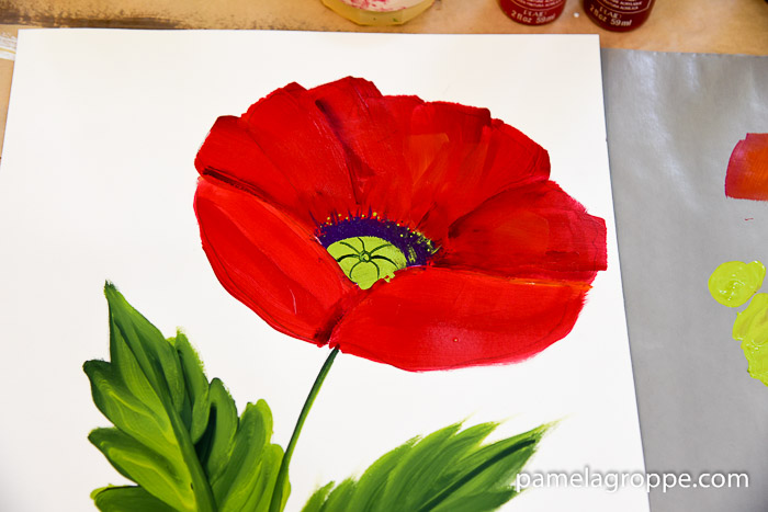 How to Paint a Large Red Poppy,