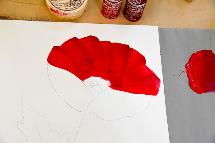 top petals on How to Paint a Large Red Poppy