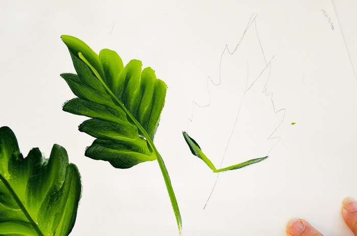 How to Paint the Large Red Poppy Leaves
