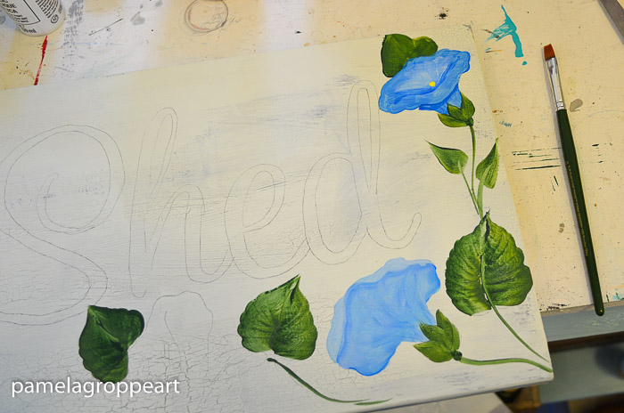 Morning Glory painting on white background