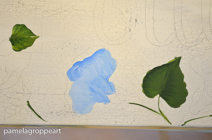 Light blue undercoat of morning glory painting, How to paint Morning Glories