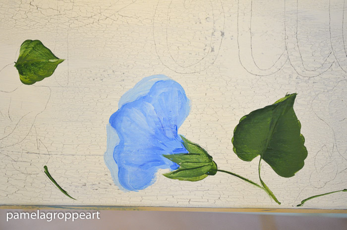 Add the calyx to morning glory painting, How to paint Morning Glories