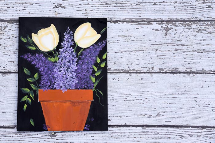 Paint Lilacs and Tulips in a Pot