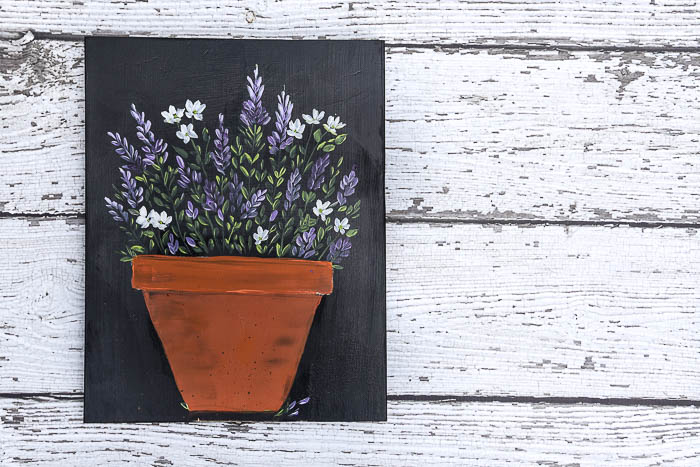 Paint Lavender and Daisies in a Terra Cotta Pot