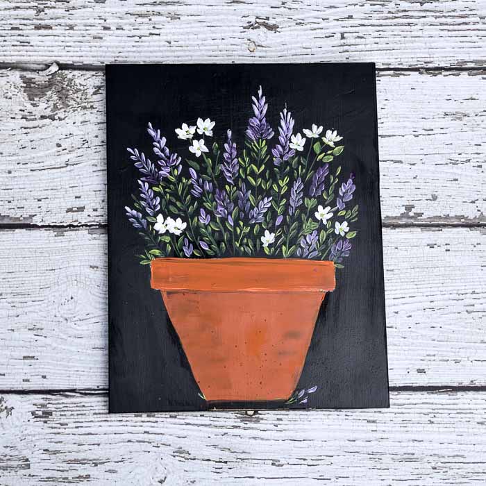 How to Paint Lavender and Daisies in a Terra Cotta Pot