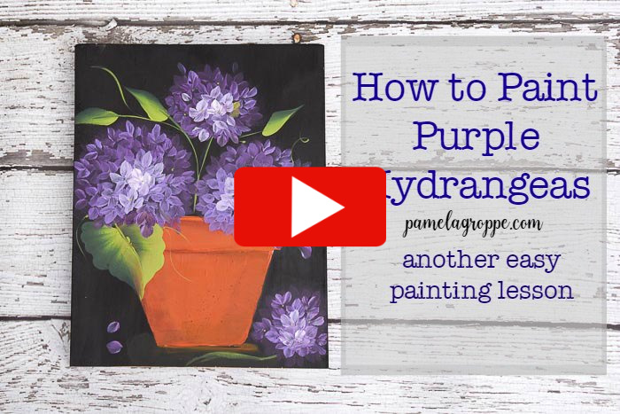 paint purple hydrangeas in a terra cotta pot