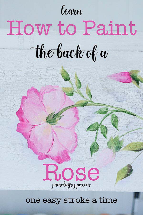 How to Paint the Back of a Rose, I show you step by step how to capture roses that face away from you in a bouquet or design. Learn How to Paint the Back of a Rose on stroke at a time. Easy enough for beginners and fun for everyone. #paintroses #howtopaint #acrylicpainting #decorativepainting