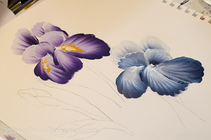 How to Paint an Iris one easy stroke at a time. Free painting tutorial with video! 