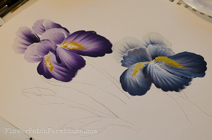 How to Paint an Iris one easy stroke at a time. Free painting tutorial with video! 