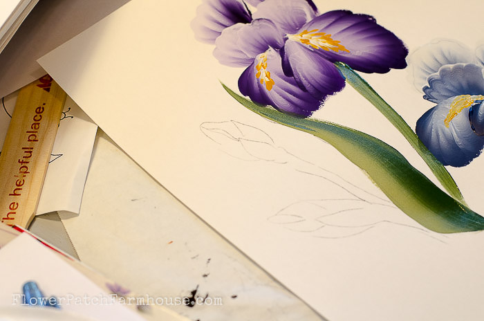 How to Paint an Iris one easy stroke at a time. Free painting tutorial with video! 