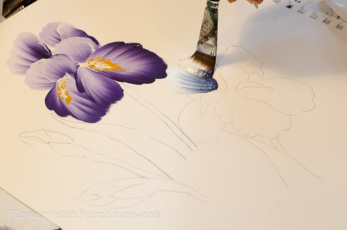 How to Paint an Iris one easy stroke at a time. Free painting tutorial with video! 