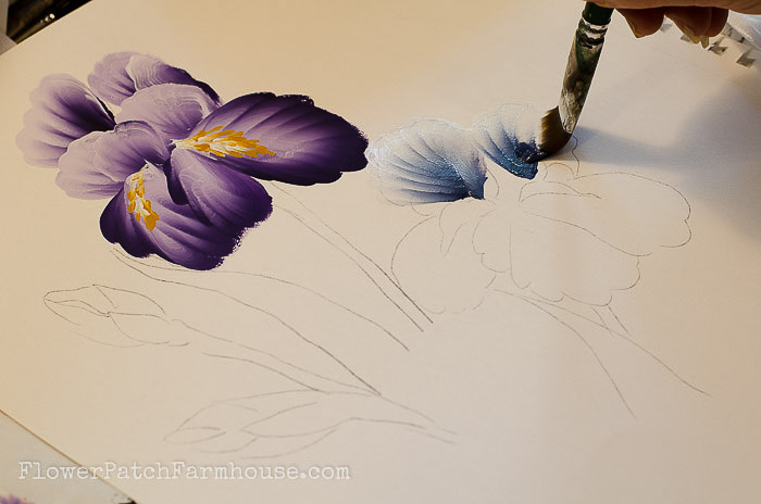 How to Paint an Iris one easy stroke at a time. Free painting tutorial with video! 