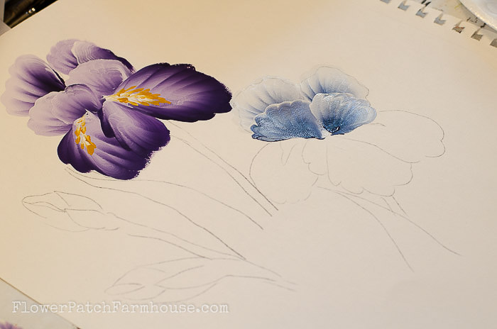 How to Paint an Iris one easy stroke at a time. Free painting tutorial with video! 