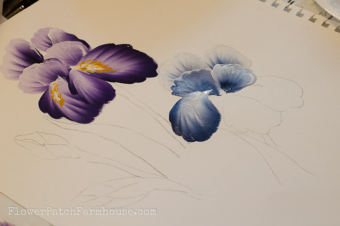 How to Paint an Iris one easy stroke at a time. Free painting tutorial with video! 