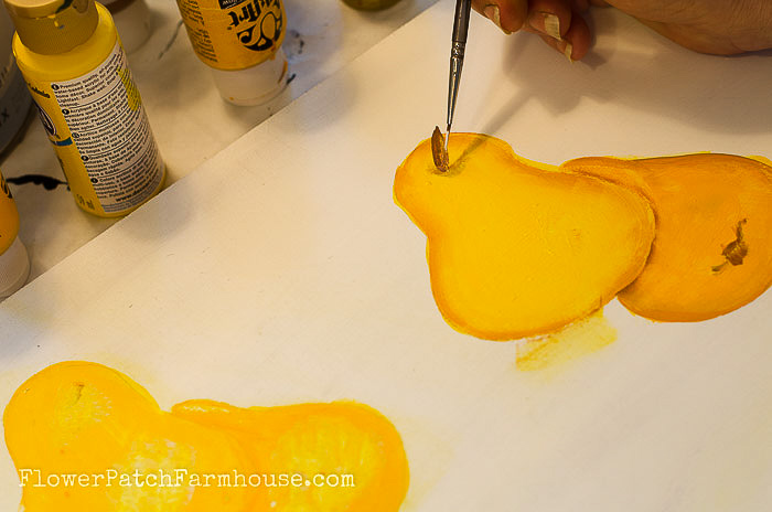 Adding the stem to pear painting