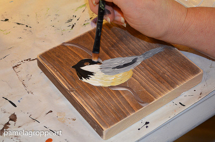 painting a chickadee in acrylics tutorial