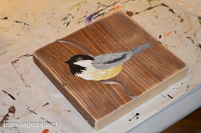 painting a chickadee in acrylics tutorial