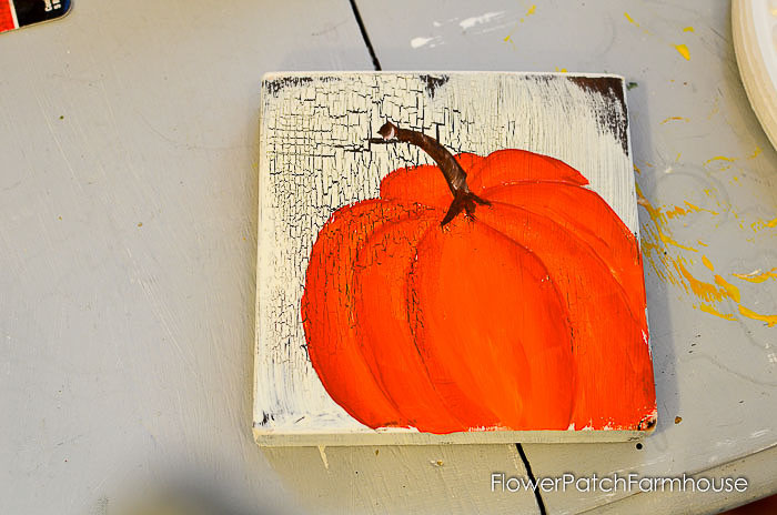 hand painted orange pumpkin, learn how to paint, pamela groppe art