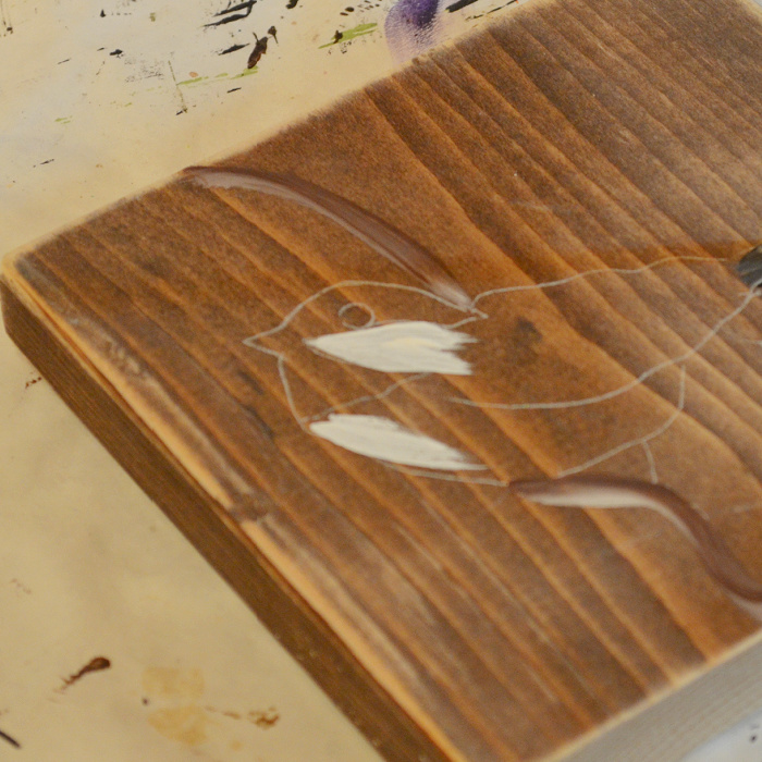 beginning of chickadee painting, white on the cheek and chest