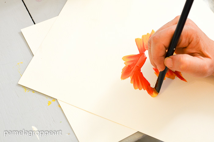 stroke second side of leaf on How to Paint Fall Leaves
