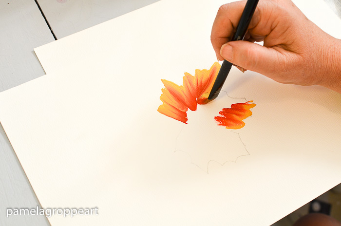 Center of leaf stroke on How to Paint Fall Leaves