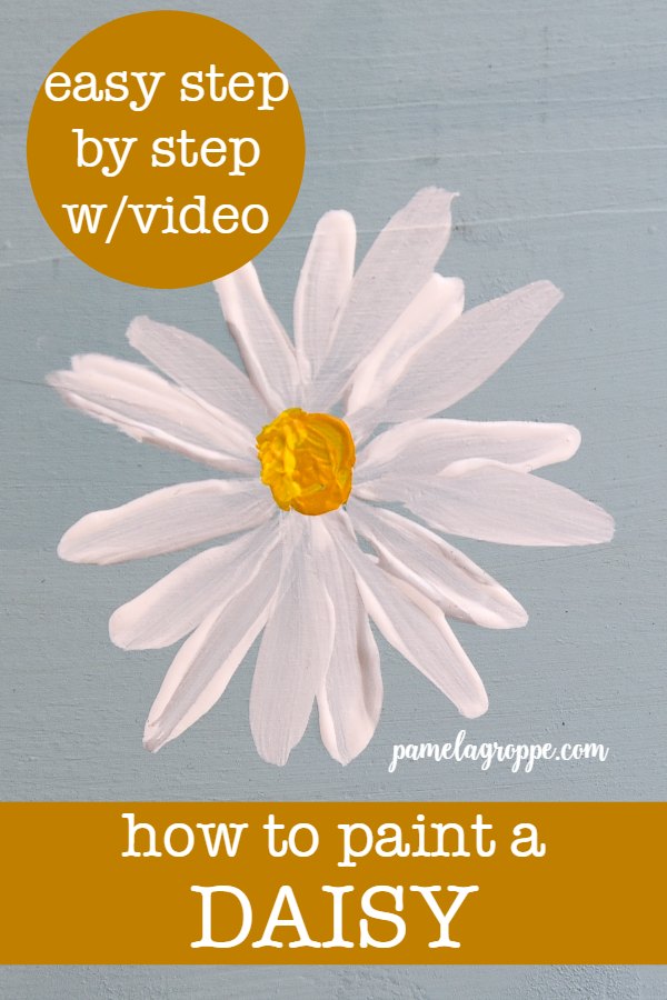 simple Daisy painted in acrylics with lettering, How to Paint a Simple Daisy