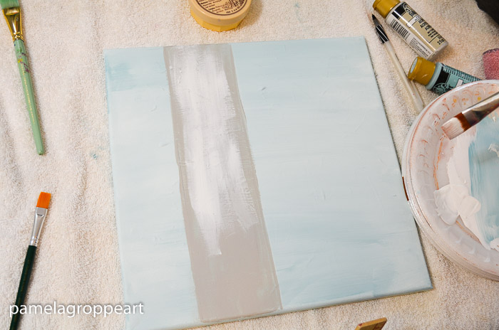 Adding the white to the Aspen tree painting, How to Paint an Aspen tree in acrylics