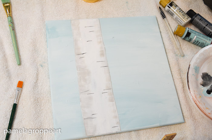 Add details to Aspen Tree painting, How to Paint an Aspen tree in acrylics