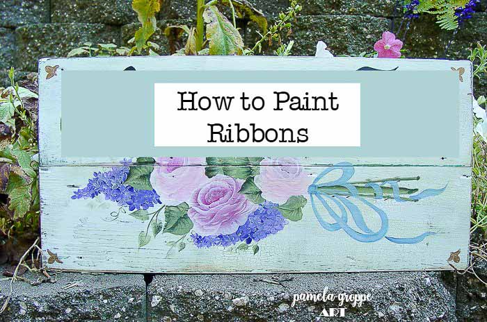 Painting roses bouquet with ribbons, How to Paint Ribbons.