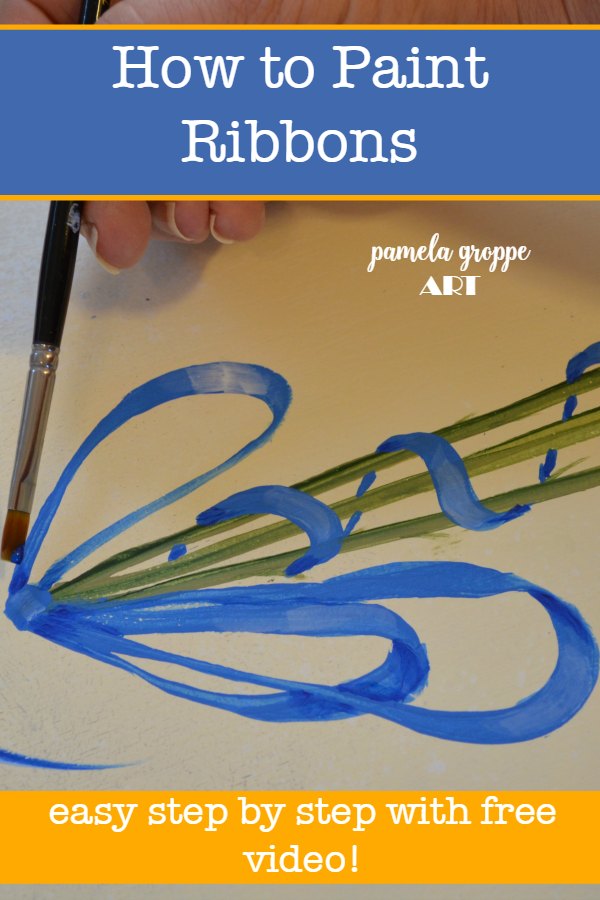 Painting a blue ribbon with wording, How to Paint Ribbons