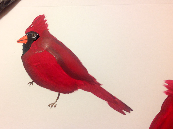 How to paint a cardinal in acrylics