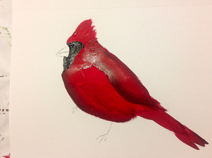 How to Paint a Cardinal in acrylics