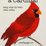 Cardinal painting in Acrylics with text, pamelagroppe.com