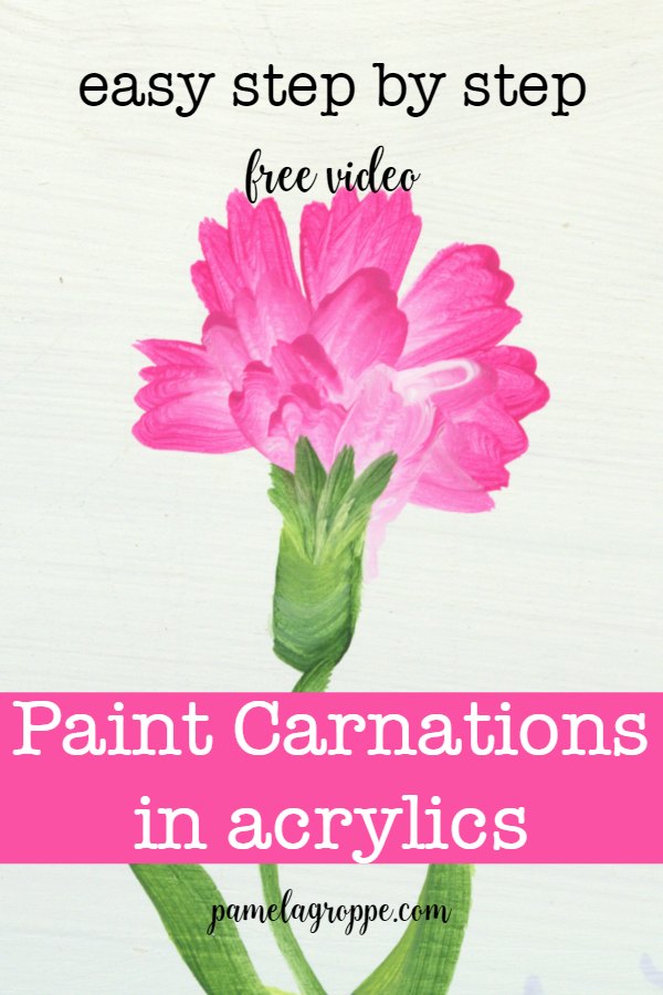 Pink carnation hand pained with text overlay