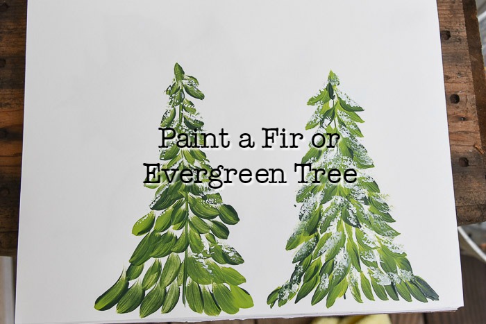 hand painted fir trees on paper