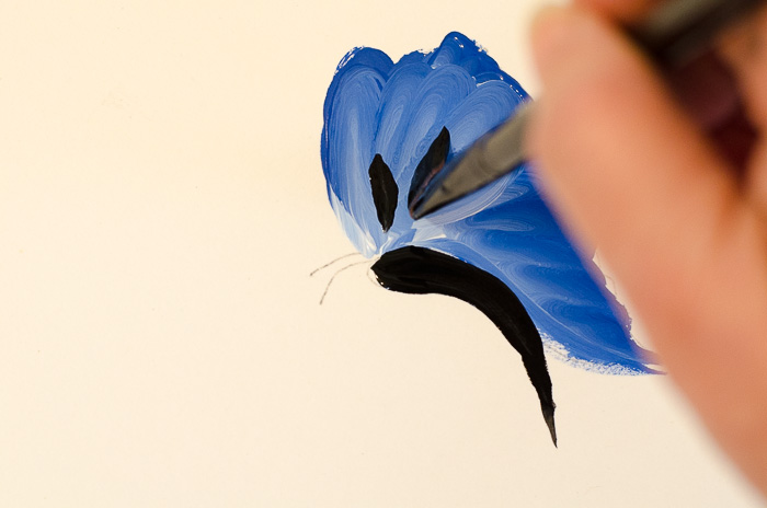 Adding details to painting blue butterfly, pamelagroppe.com