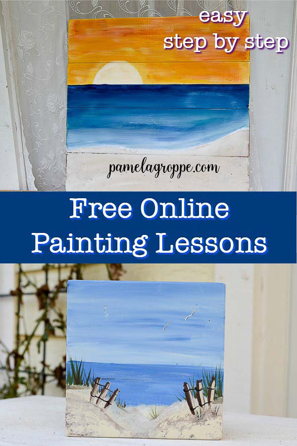 seascapes painted on wood with text overlay, pamelagroppe.com