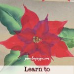 Paint poinsettia on brown paper with text overlay
