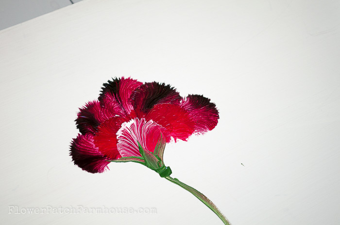 hand painted carnation using a round brush, pamelagroppe.com